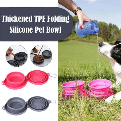 Double Collapsible Pet Feeding Bowl Set - Convenient And Portable Dog And Cat Bowls